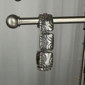 Brighton‎ Silver Tone Swirl Panel Link Bracelet Adjustable Heart Charm